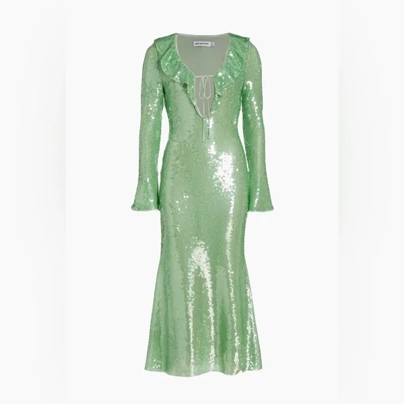 Self Portrait Sequin Ruffled Midi Dress NWT - Picture 4 of 9